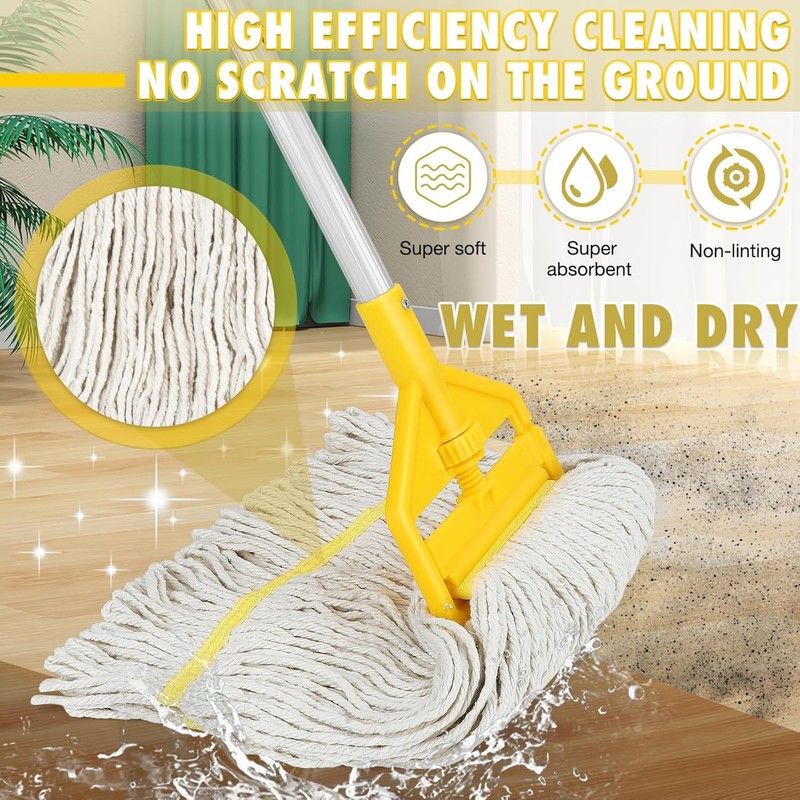 Commercial Mop Handle Heavy Duty,58" Industrial Mop Stick,Wet Mops Head
