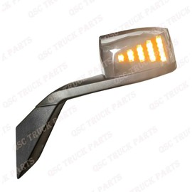 QSC Truck Parts Performance Chrome Hood Mirror Pair w/Front & Back LED Signal compatible with Volvo VNL