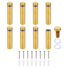 PATIKIL 1/2 x 2 Inch Sign Standoff Screws, 8 Set Stainless Steel Wall Standoff Mounting Hardware Advertising Glass Nail for Hanging Acrylic Picture Frame Acrylic Panel, Gold