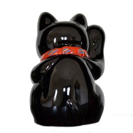 Tokoname Ware 7.5'' Black Maneki Neko (Right Hand)