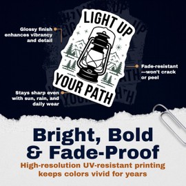 (2 Pack) Light Up Your Path Stickers Sticker - Camping Lantern Stickers - 2 Pack - 5 Inches - Made in USA - PLDFS11127