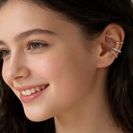 3Pcs Ear Cuffs Non Piercings Graduation Gifts for Women Teen Gifts Trendy Stuff Gold Silver Clip On Cuff Earrings Set Fashion Jewelry (Gold)