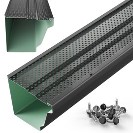 Waterlock 6" Gutter Guards Leaf Protection, Domestic Aluminum Gutter Covers 6 Inch (28 Feet, Black)