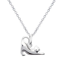 Lara Christie p14053-w Women's Necklace, Cat Design, 925 Silver, White Label