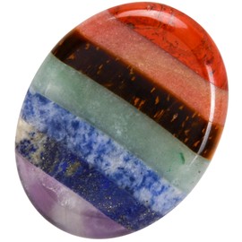 Hoxfly 7 Chakra Crystal Thumb Worry Stone, Polished Chakra Stones, Oval Crystal Worry Stone, Reiki Healing Thumb Stone, Thumb Stone Stress Relief, Thumb Stone for Massage Therapy, Anxiety Relief