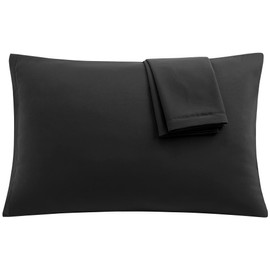 sourcing map 2 Pack Pillow Cases Soft 1800 Series Microfiber Pillowcases Set with Zipper Black Standard(20"x26")