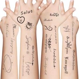 Inspirational Quotes Words Temporary Tattoos for Teens - 10 Sheets Birthday Party Favors Decorations Supplies Bulk Realistic English Words Fake Tattoo Stickers for Teens Rewards Gifts
