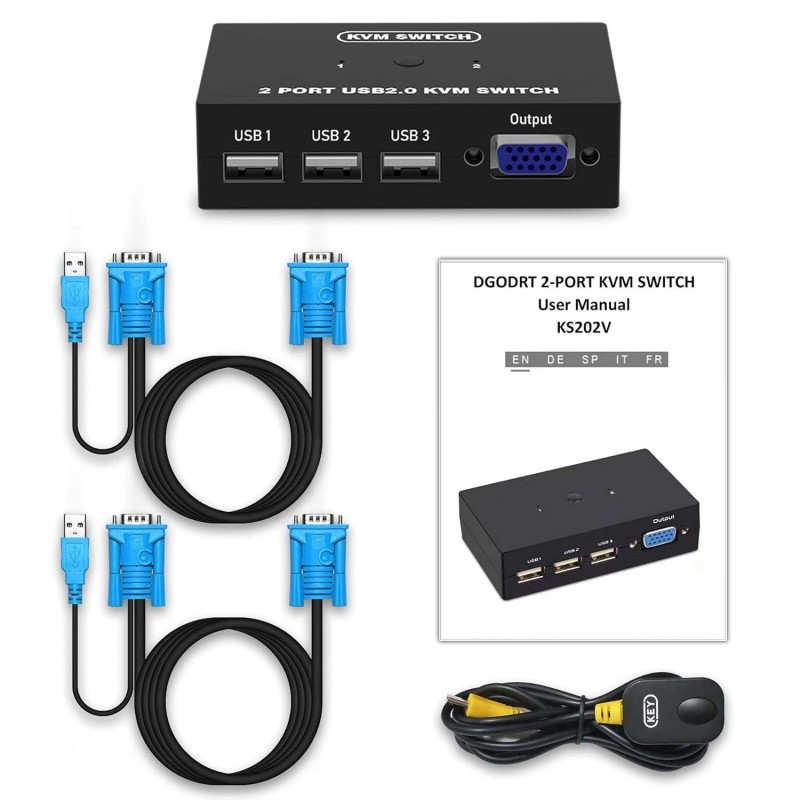 DGODRT USB VGA KVM Switch for 2 PC Sharing 1