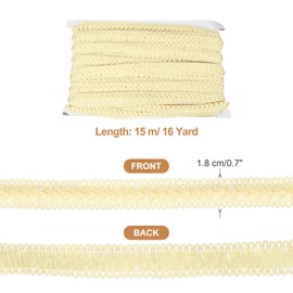 sourcing map 16 Yard Braid Trim, 0.7" Wide Braid Lace Ribbon Gimp Trim Strap for DIY Craft Sewing Accessories Costume Home Decoration, Beige
