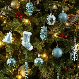 Juego de adornos de bolas de Navidad de 76 quilates para árbol de Navidad, inastillables decoraciones de árbol de Navidad con cajas de regalo reutilizables de ayuda a mano de Sattiyrch