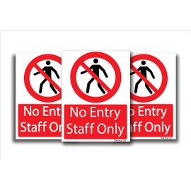 Stcky No Entry Pedestrian Prohibition Sign [Pack of 3] - Portrait - Enhance Safety and Security [15 x 20 cm]