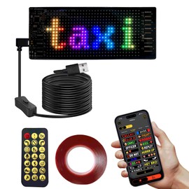 Programmable LED Sign with Bluetooth APP Control, “6.81x2.75” Inch Flexible LED Matrix Panel for Scrolling Text & Animation - USB 5V Powered for Car, Shop, Party