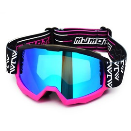 mjmoto Motorcycle Safety Goggles for Men and Women, Anti-slip Strap, Anti-Scratch for Dirt Bike, ATV, MX, DH, MTB, Snowboarding (BlackPurple)