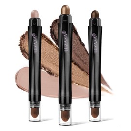 LUXAZA 3Pcs Eyeshadow Stick Set, Matte And Shimmer Creamy Eyeshadow Pencil, Brown Gold Nude Shadow Stick Set, Waterproof Long Lasting Smoky Eye Makeup…