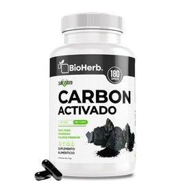 BioHerb® | Carbón Activado Micronizado con 180 Cápsulas de 500 mg, Formulación 100% Pura, Limpieza Profunda, Soporte Digestivo y Eliminación de Metale