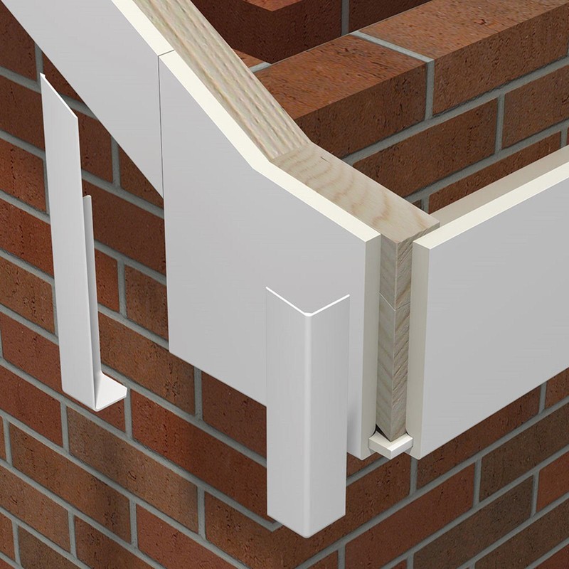 White Fascia Board 90° External Corner Trim for Flat PVC-u