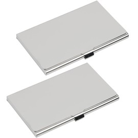 JIADEXIN Metal Business Card Holder for Men and Women - Pack of 2 Stainless Steel Business Card Cases, Super Lightweight Business Card Holder Business Card Box Card Holder for Storing Your Cards
