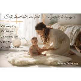 Real New Zealand Lambskin Baby Rug | LRG 2x3 feet | Soft & Gentle Unshorn Lamb Wool Blanket for Crib, Nursery & Travel | Natural Length Lambswool, Silky Soft, Ethically Sourced, Oeko-Tex Certified