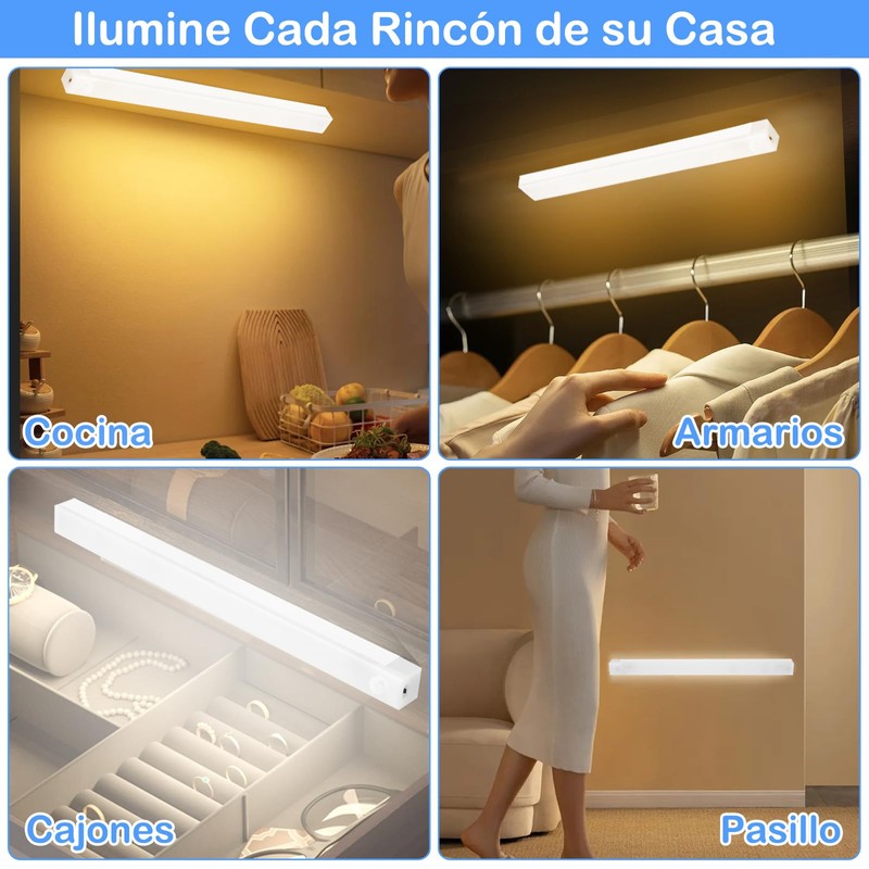 2 Piezas Luz Closet con Sensor Lámpara, Luz Led con
