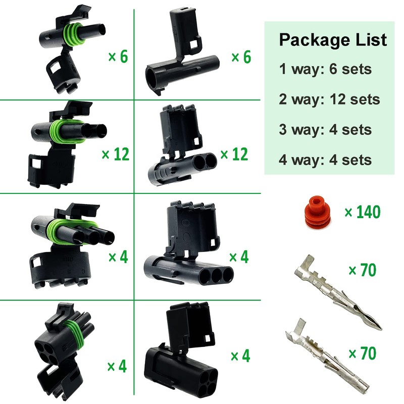 Twippo 26 Kits Weather Pack Connectors Kit Automotive Electrical Connectors