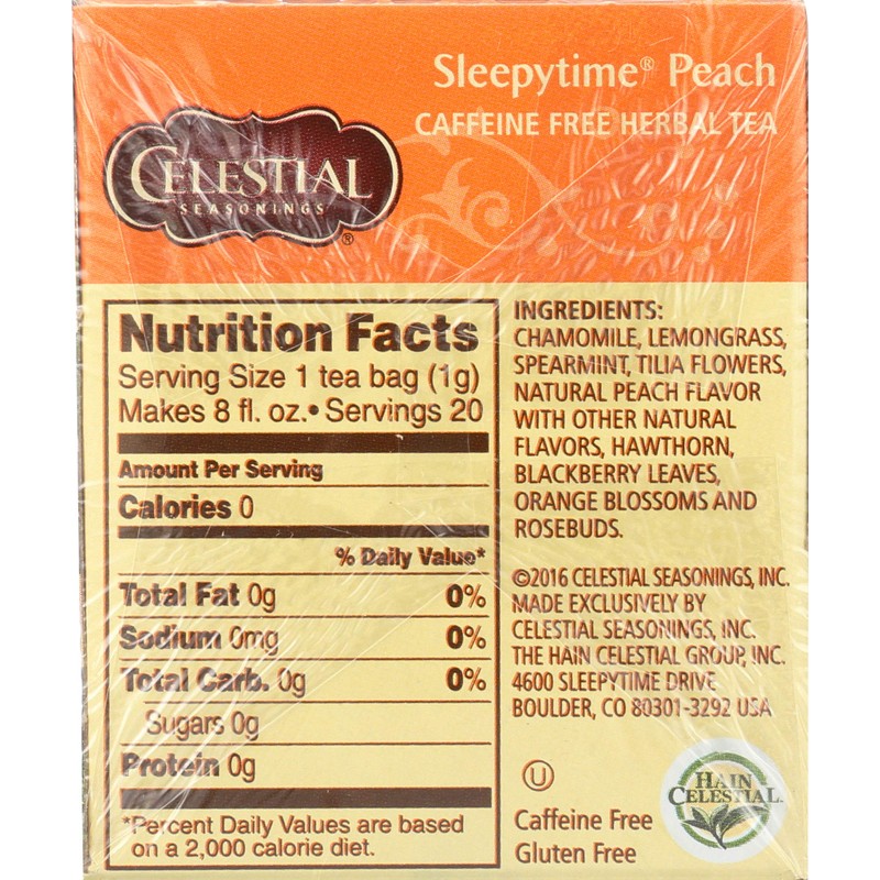 Celestial Seasonings Herbal Tea Caffeine Free Sleepytime Peach - 20