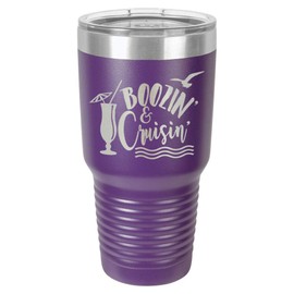 BOOZIN AND CRUISIN Purple 30 oz Tumbler With Straw and Slide Top Lid | Stainless Steel Travel Mug | Compare To Yeti Rambler