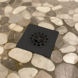 Danco 11087 Square Shower Hair Catcher with Replacement Baskets, Shower Drain Protector in Matte Black