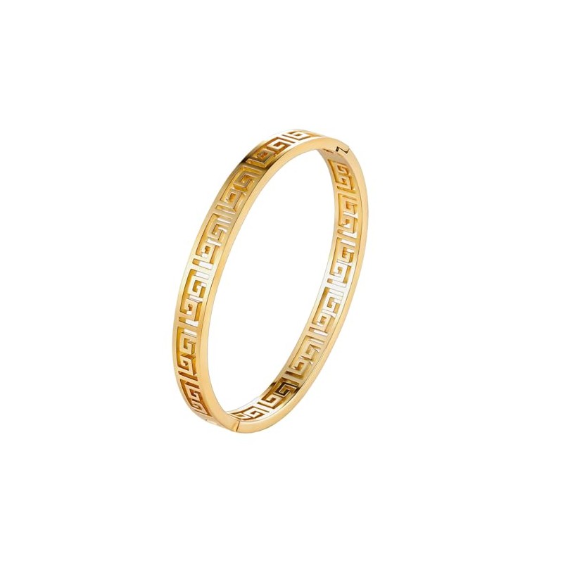 MILAKOO Gold Stainless Steel Greek Key Bangle Bracelet for Women