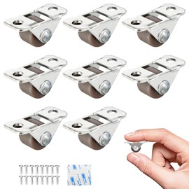 Mini Fixed Drawer Rubber Caster Wheels, 0.5 Inch, Non Swivel Craft recessed Caster Wheels, Set of 8, 1/2 Inch Small Rigid Low Profile Adhesive Stick Castors, for Home Furniture and Under-Bed Storage