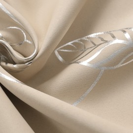 BUHUA Wave Silver Leaf Print Blackout Curtains for Living Room Darkening Curtains Light Blocking Curtains for Bedroom 38W×63L Beige 2 Panels