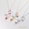 MignonandMignon Silver Plated Rose Pendant Necklace Initial Necklace Bridesmaid Jewelry
