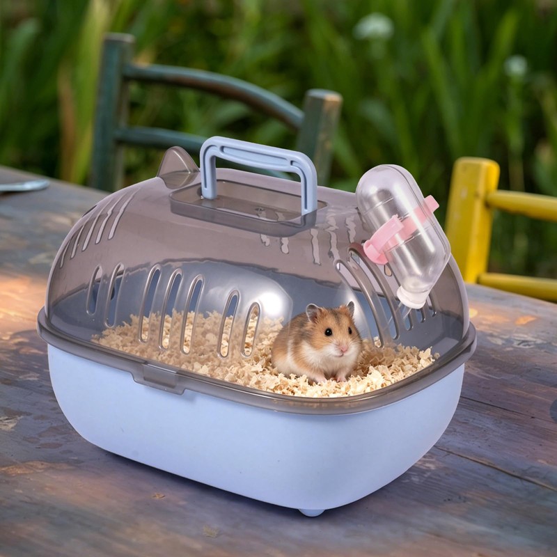 Small Animal Carrier Cage with Water Bottle, Portable Hamster Travel