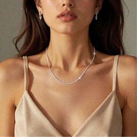 Avotto S925 Sterling Silver Chain for Women 2mm Silver Diamond Chains Neckalce Hypoallergenic Sparking Chain Necklace for Women Jewelry Gifts 20 Inch