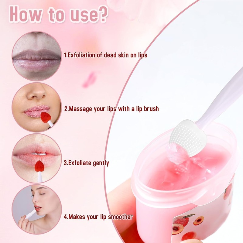 3Pcs Multicolor Lip Scrub Brush,Lip Exfoliator Brush,Silicone Lip Scrubber Exfoliator