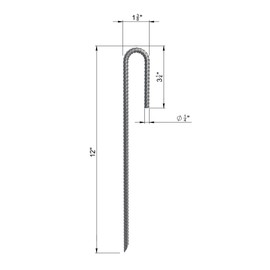 Vodaland Rebar Stakes J Hook Extra Heavy Duty 1/4 inch Coated Steel Ground Anchors with Chisel Point End (50)