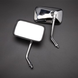 DREAMIZER Chrome 10MM Motorcycle Mirror with 8mm Adapter Compatible with Honda Rebel Shadow Spirit Aero Arrow 600 750 1100 VTX1800 Magna V Star Vulcan Intruder 800 - Rectangle