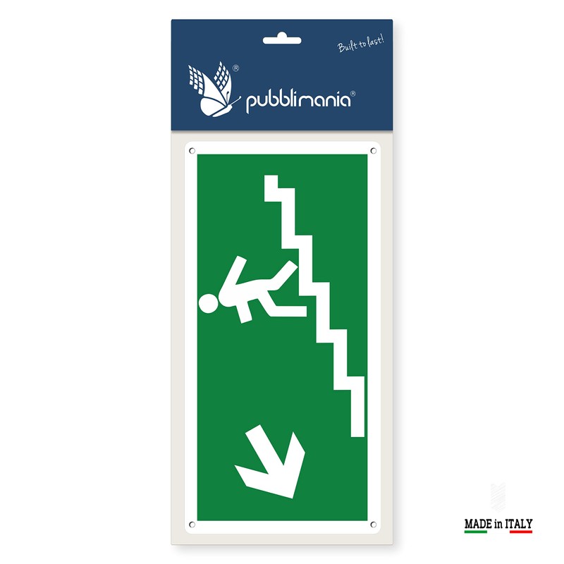 pubblimania Stair Emergency Exit, Safety Sign Made of Aluminium, 3