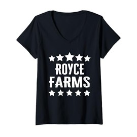 Womens Royce Farms Family Reunion Squad First Last Name V-Neck T-Shirt
