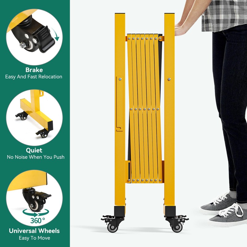 YITAHOME Metal Expandable Mobile Barricade, 8FT Folding Security Gate, Retractable