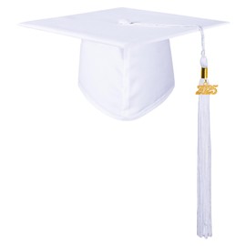 GraduationMall Graduation Hat Student Hat Adult Graduation Hat 2022 Year Pendant Tassel for High School Bachelor Hat White