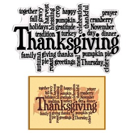 Thanksgiving Clear Stamps for Card Making Thankful Words Sentences Background Clear Stamps Fall Transparent Silicone Stamp for DIY Scrapbooking Supplies Embossing Paper Card Album Decoration Craft