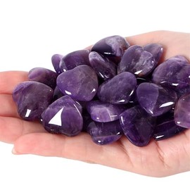 GUJOXILA 20 pieces Amethyst Heart Made of Stone Natural Stone Healing Crystals Gemstones Polished Hand Carved Meditation Chakra Reiki Energy Balance Balancing Lucky Gift 20 mm