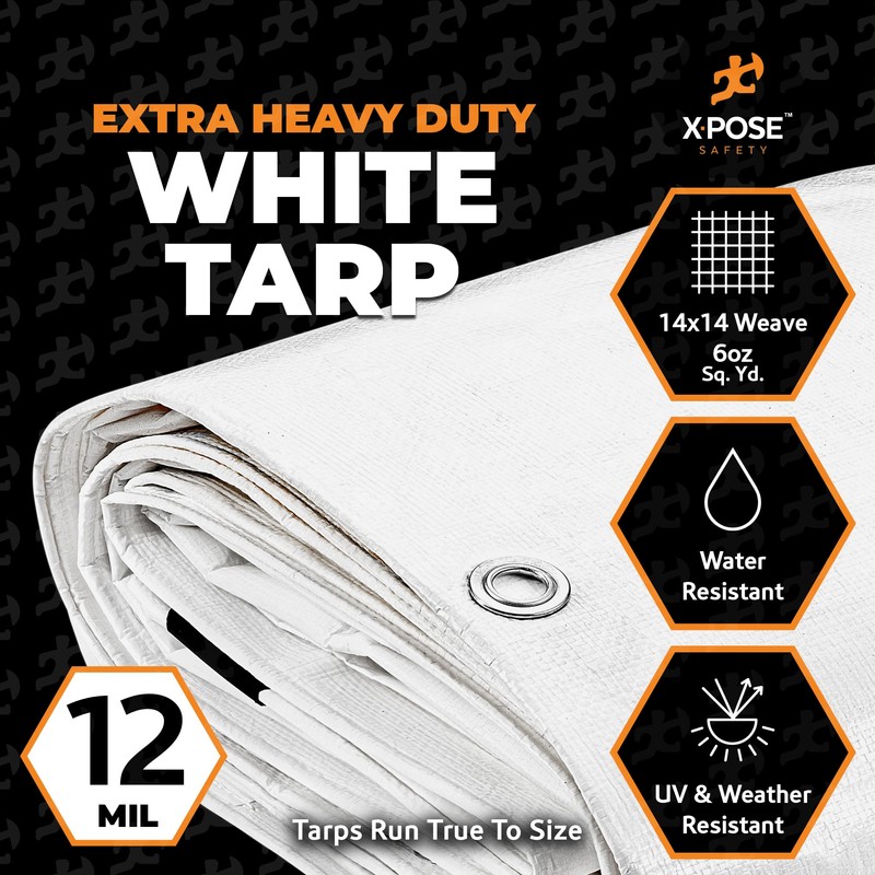 Heavy Duty White Poly Tarp 7' X 30' - Multipurpose