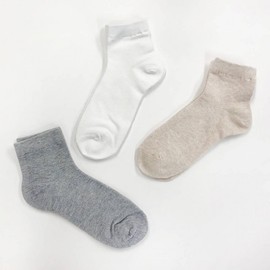 Women's 3-Pair Korean J3 Mesh Ankle Socks Summer Socks 2 White, 1 Grey 5ea