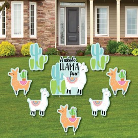 Big Dot of Happiness Whole Llama Fun - Outdoor Lawn Decorations - Llama Fiesta Baby Shower or Birthday Party Yard Signs - Set of 8
