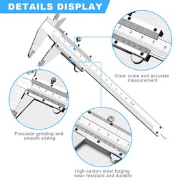Hwtcjx Vernier Calipers, Callipers Measuring 150mm, Vernier Gauge, Calipers Gauge, Made of Stainless Steel, Sturdy and Durable, Clear Scale, Comfortable Hand Feeling, for Mathematics, Design (Silver)