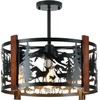 Monyohame Farmhouse Rustic Deer Ceiling Light Fixtures, 4-Light Round E26