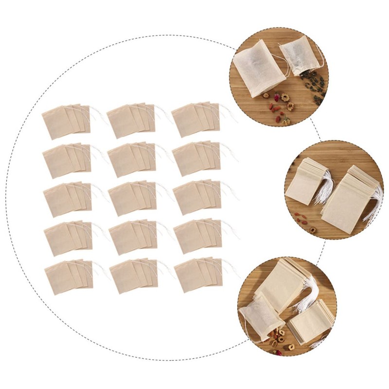 COLLBATH 200pcs Disposable Tea Filter Bags with Drawstring Loose Tea