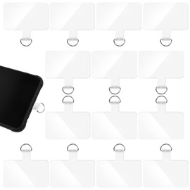 SMLBJUTE 14 Pieces Clear Phone Tether Tab Universal Phone Lanyard Patch Without Adhesive for Most Smartphones Phone Cases (Square Shape)