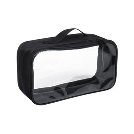 Klmnop Clear Toiletry Bag, Travel Toiletry Bag with Handle Large Opening for Women, Leak-Resistant PVC Clear Toiletry Bags for Traveling Travel Essentials(Black)